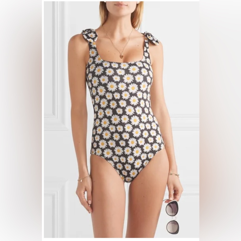 Verdelimon - Manila Floral-print Swimsuit - Black